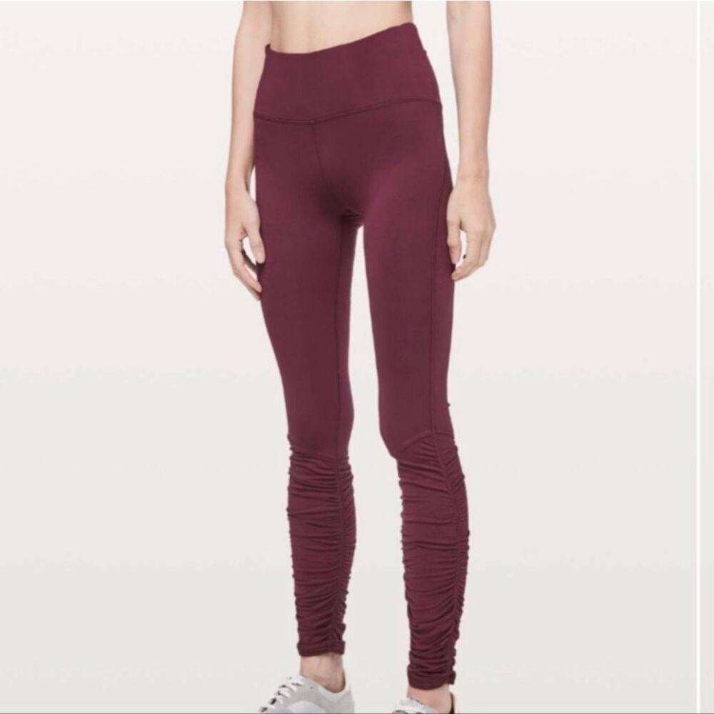 Lululemon Ready To Rulu Tight Leggings in Maroon SZ 10 - Picture 2 of 9